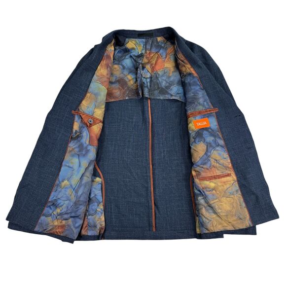 Tallia Mens Slim Fit Lightweight Raglan Sport Coat Navy Blue 38S - Picture 2 of 5